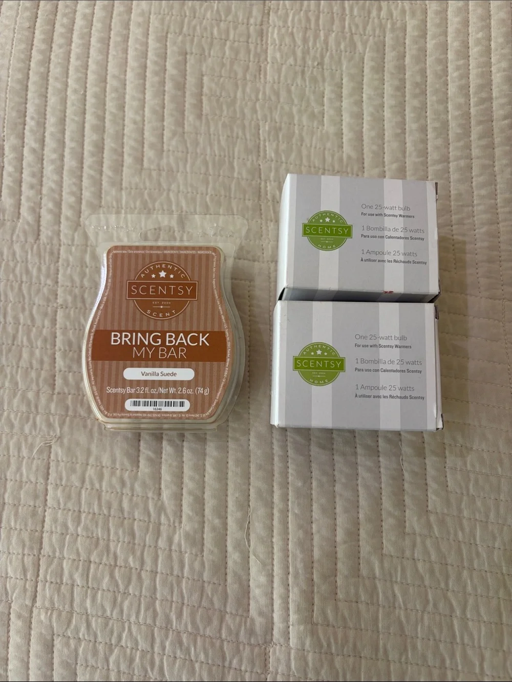 Scentsy Vanilla Suede Wax Bar & Bulb Packs